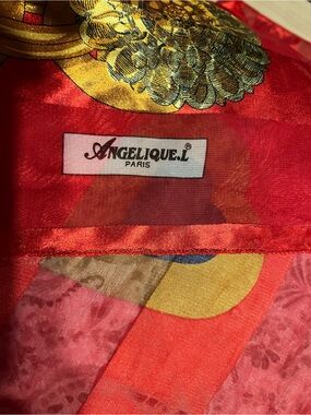 Angelique L of  Paris Red & Gold Silk Scarf